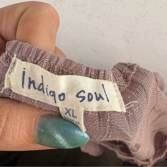 Indigo Soul Lavender and Cream Boho Tunic Shirt or Dress W/ Fringe XL - Picture 7 of 9